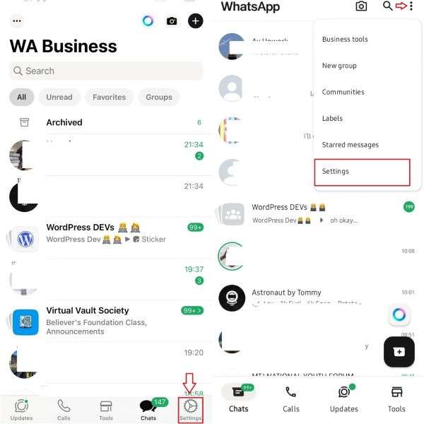 whatsapp settings on mobile