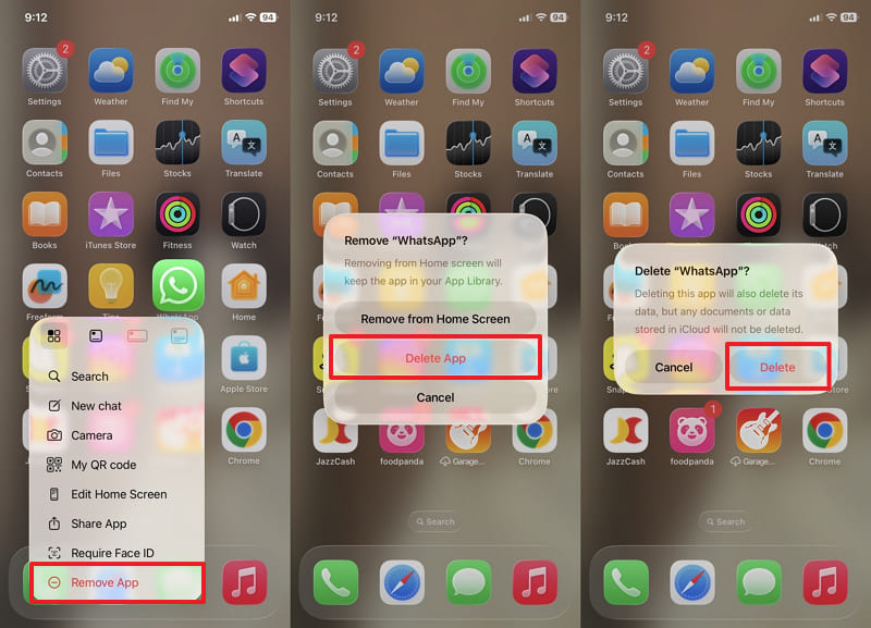 uninstall whatsapp from iphone