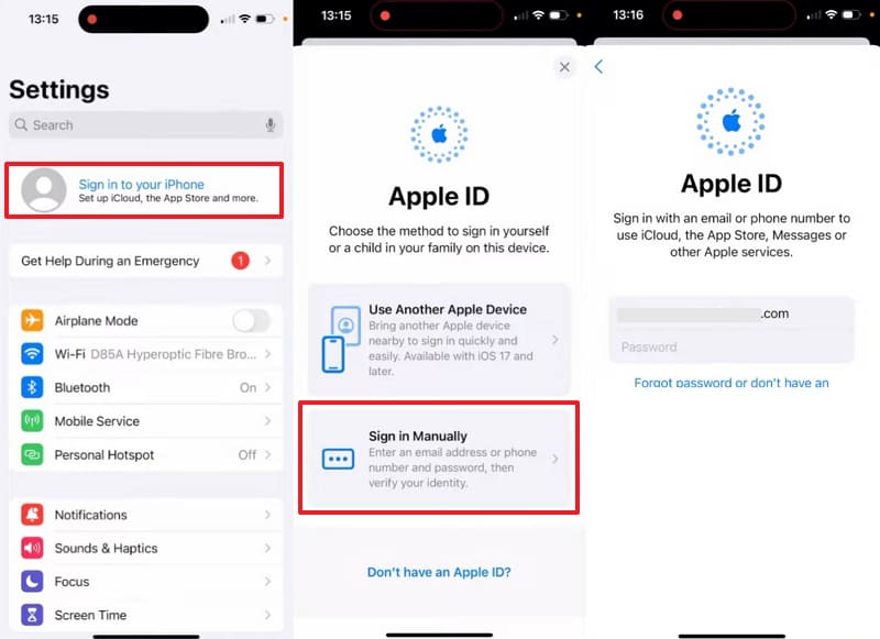 sign in icloud on iphone