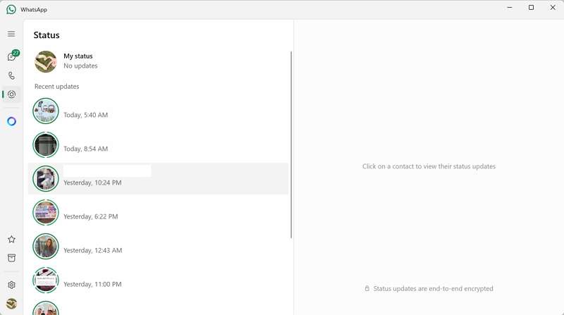 access whatsapp status on desktop