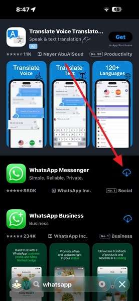 reinstall whatsapp iphone