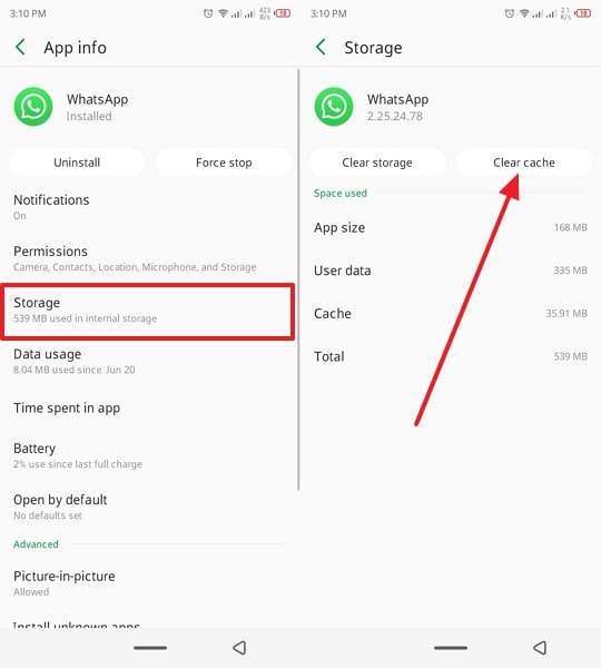 remove whatsapp cache
