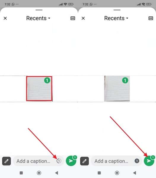 send view once on android