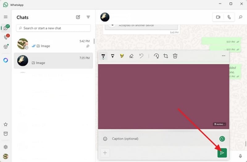 send view once on desktop