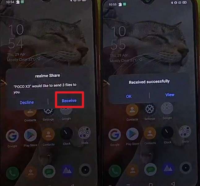 press the receive button
