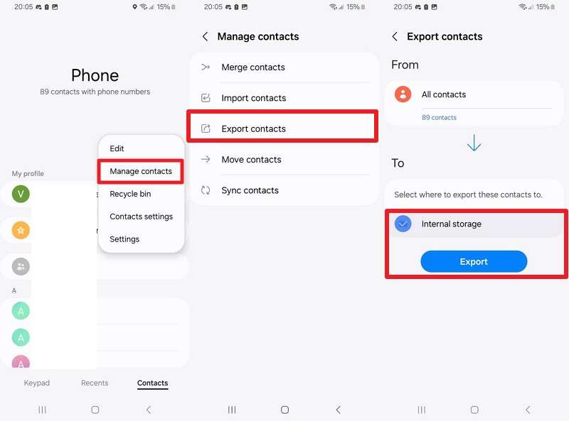 export samsung contacts