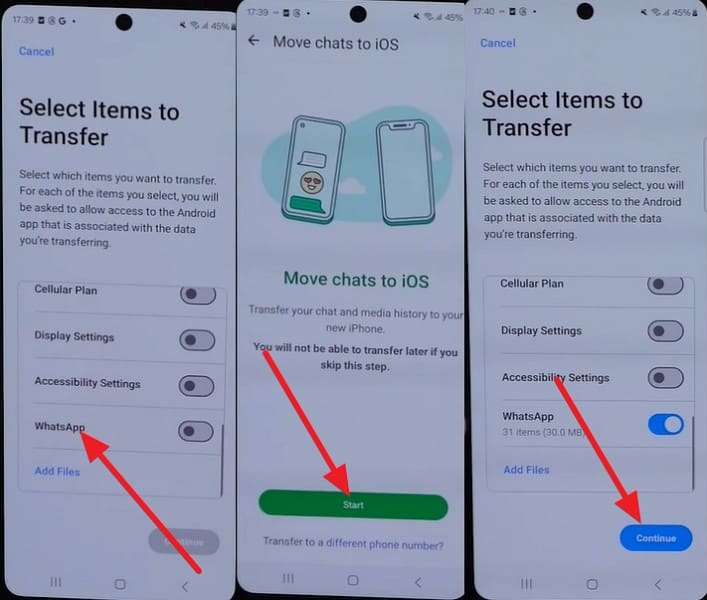 choose whatsapp option
