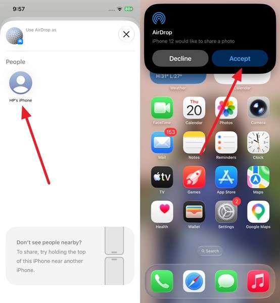 accept on new iphone