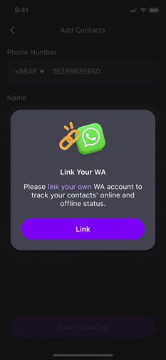 Tap Link from the WeLastseen prompt