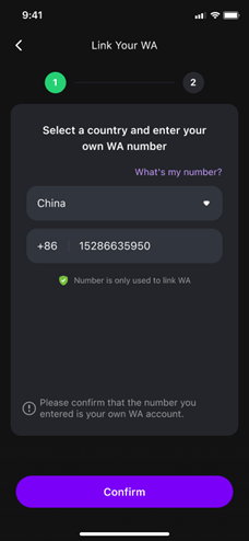 Enter your own WhatsApp phone number