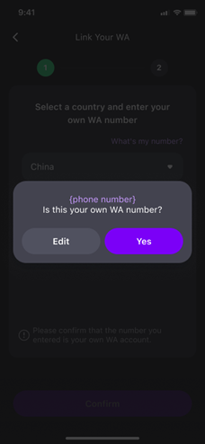 Confirm your own WhatsApp number