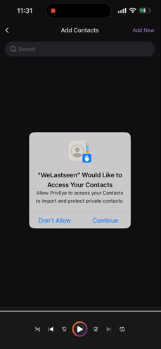 Tap Continue to authorize contacts access
