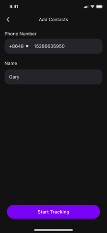 Tap Start Tracking