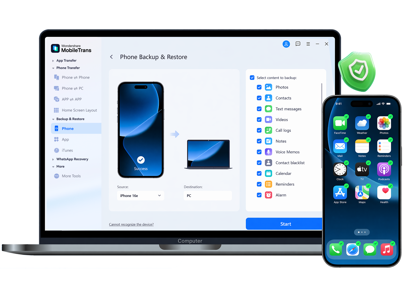 Phone data backup preview