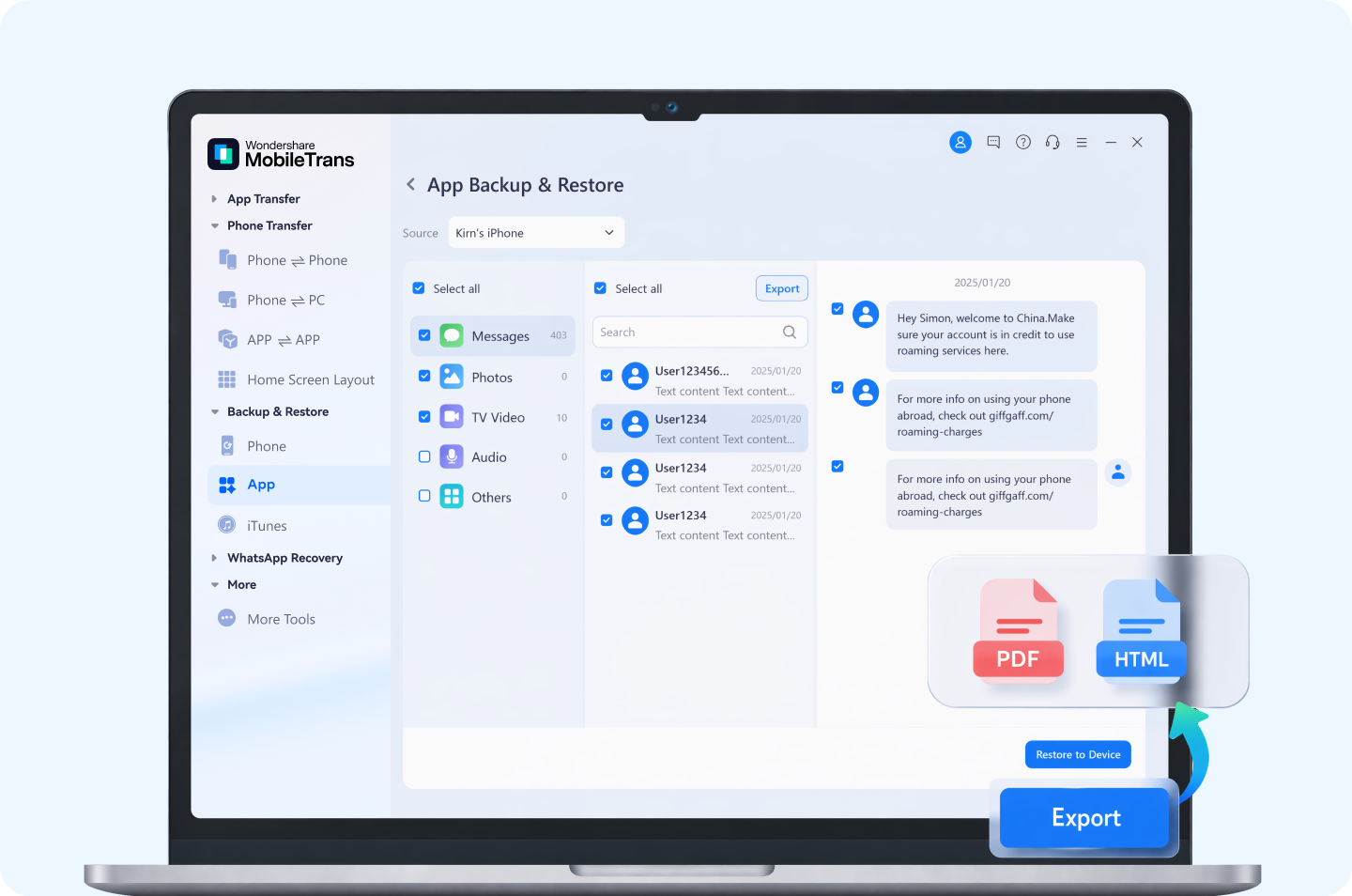 Export WhatsApp chats as PDF or HTML preview