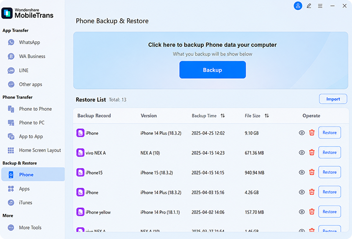 Restore from Backup Step 1 preview