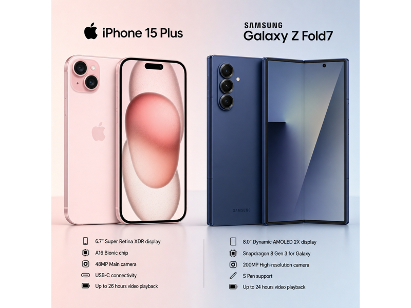 iphone 15 plus vs galaxy z fold7