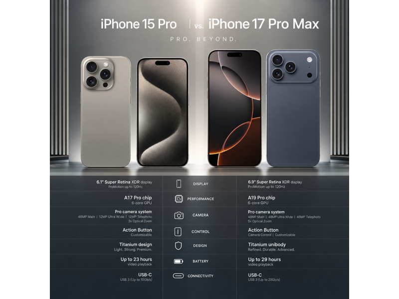 iphone 15 pro vs iphone 17 pro max camera comparison