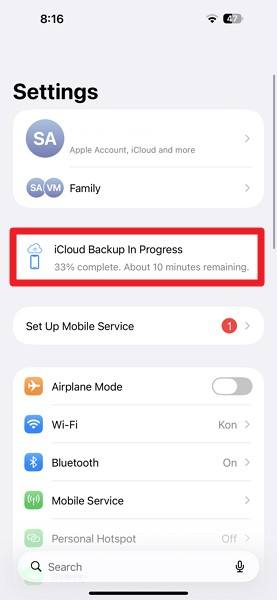 review backup progress