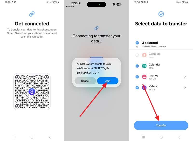 join and transfer data