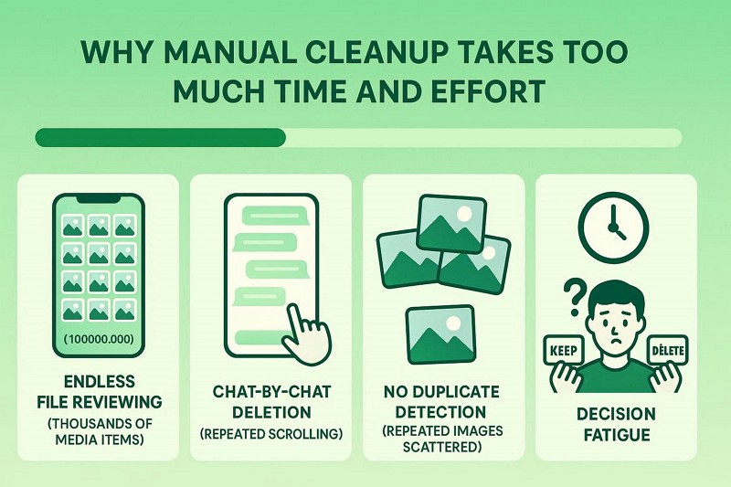 why manual whatsapp cleanup is difficult