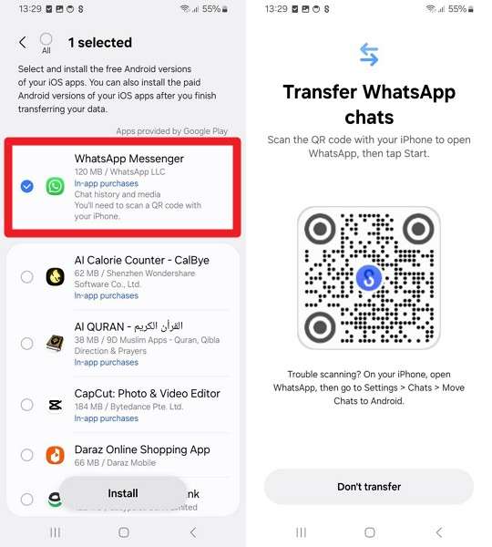 choose whatsapp to pick install