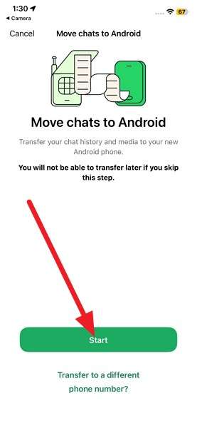 press start button on whatsapp