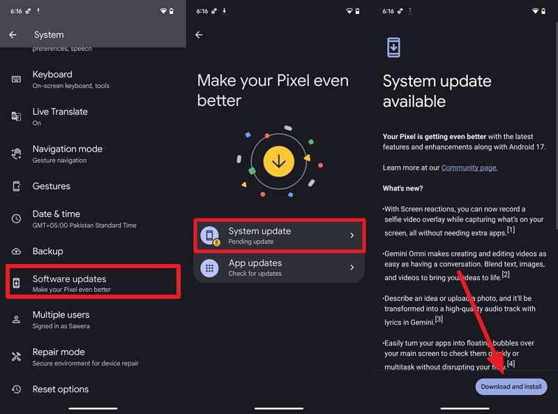 download and install update