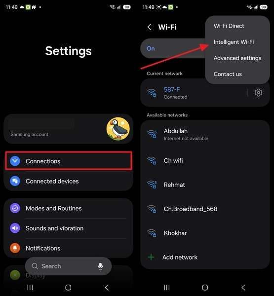 go to connections and wifi