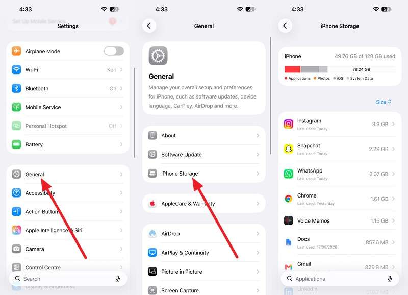 see the iphone space