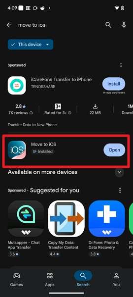 update move to ios