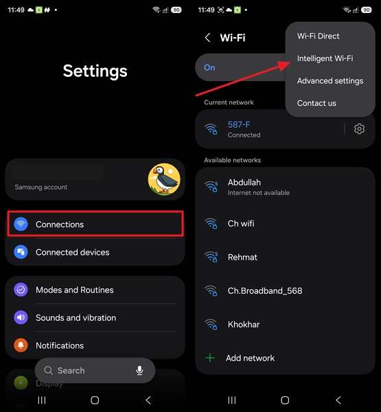 access intelligent wifi settings