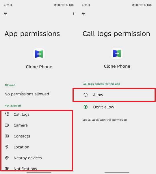 enable app permission