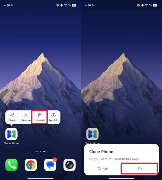 uninstall app on android