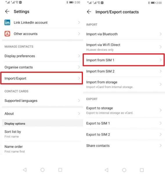 import contacts from sim card
