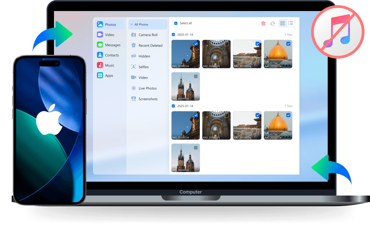 transfer photos from phone to pc