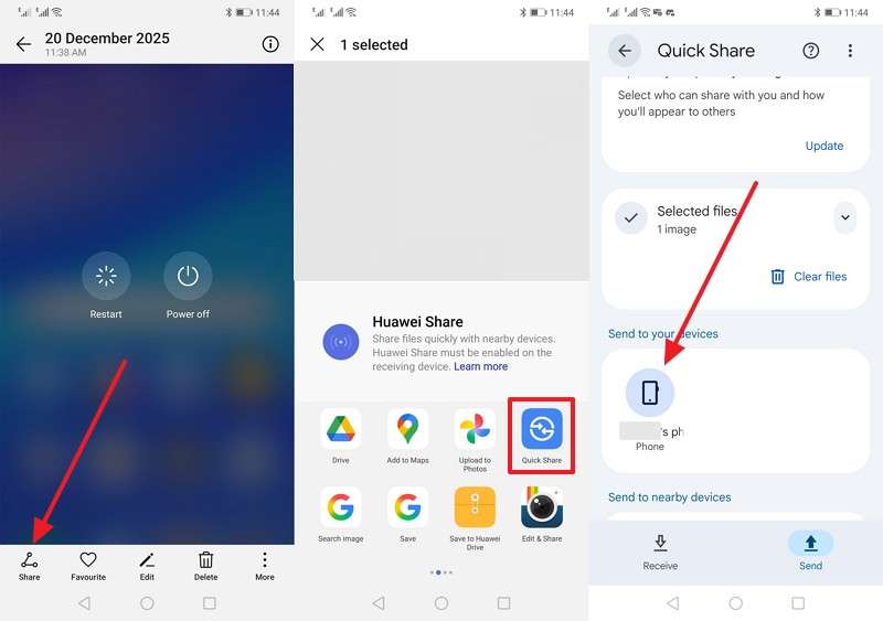 send data through quick share