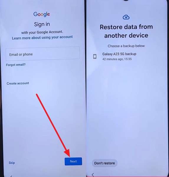 select data to restore on poco