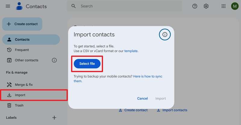 import csv file to poco m7