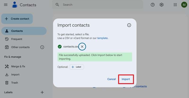 transfer csv file to poco m7