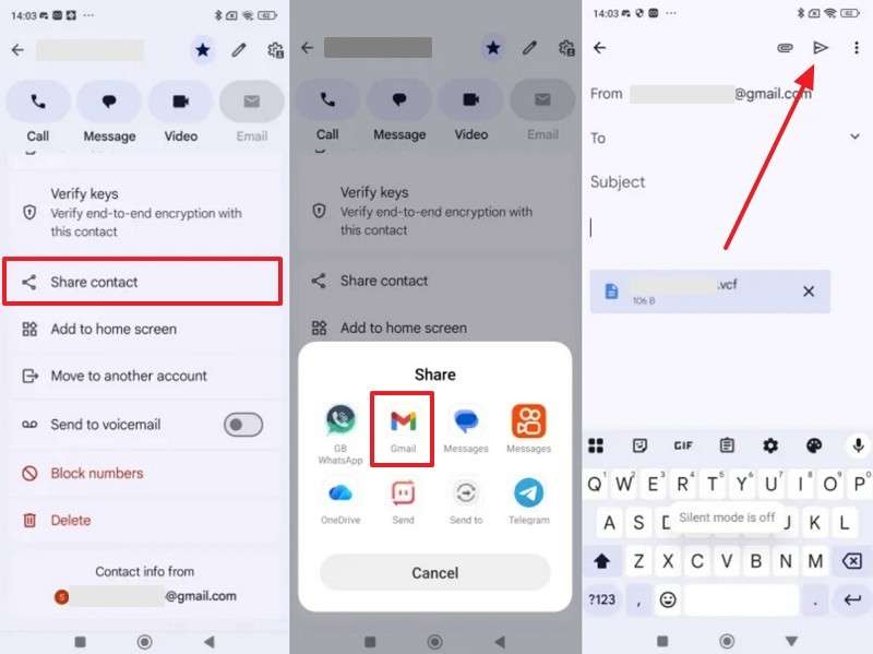 share vcf file via gmail