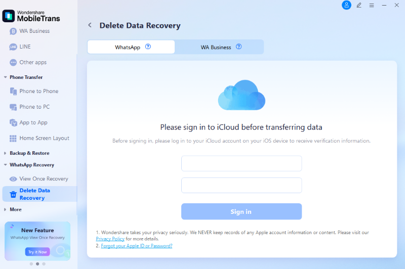 log in to icloud account