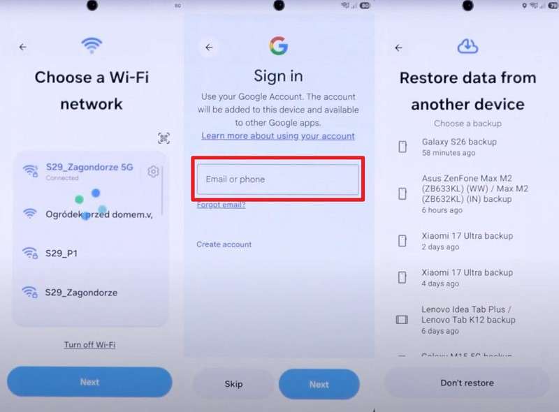 choose to restore backup