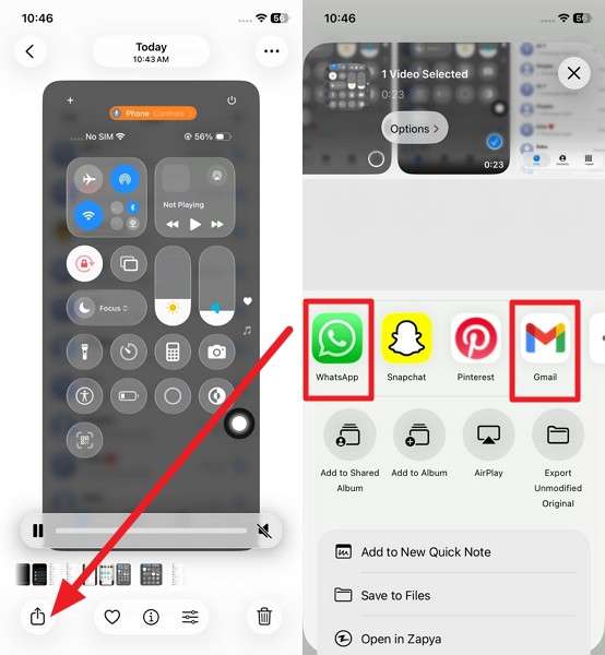 press the share icon