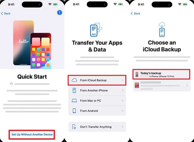 choose icloud backup while iphone setup