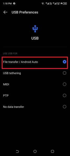 tap on file transfer