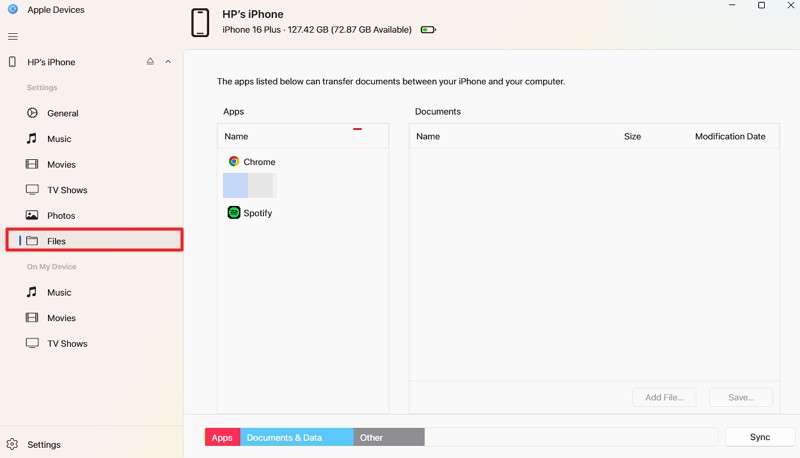 go to files tab