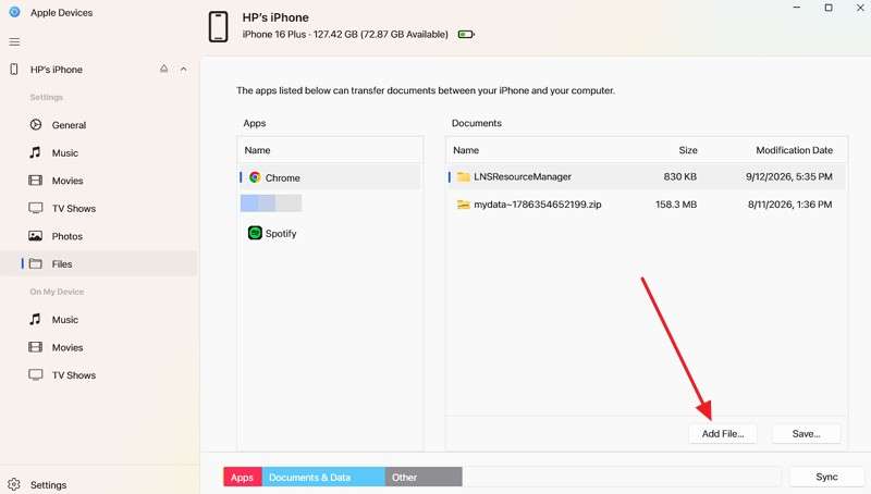 select add files option