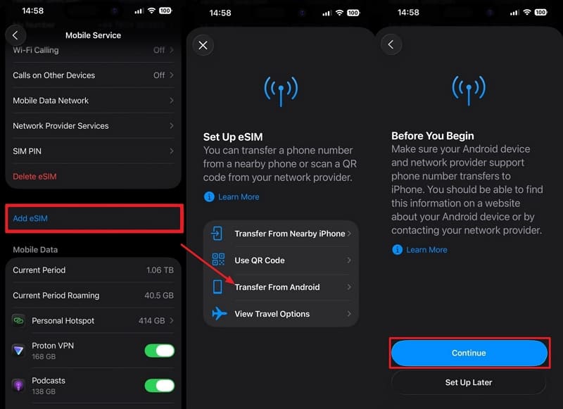 add sim options iphone