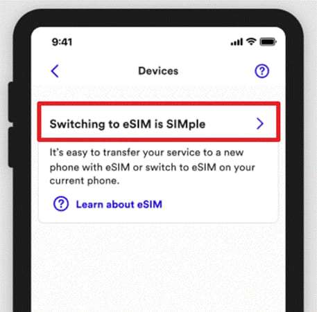 choose switching esim simple